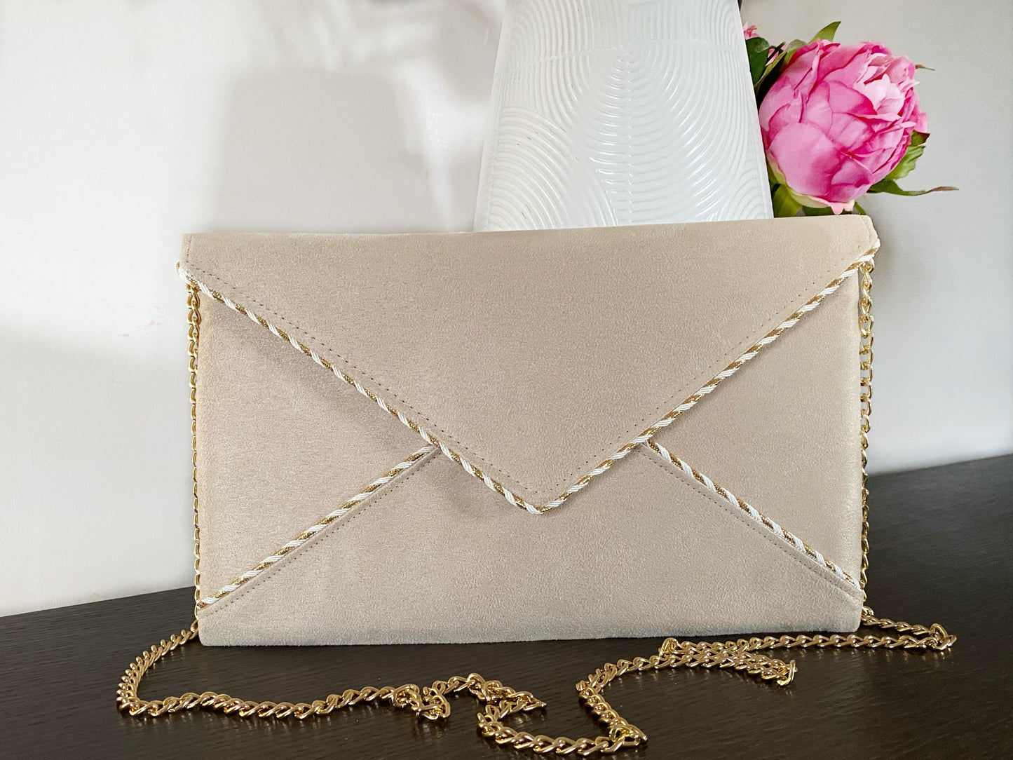 Pochette de soirée beige - fil des toiles