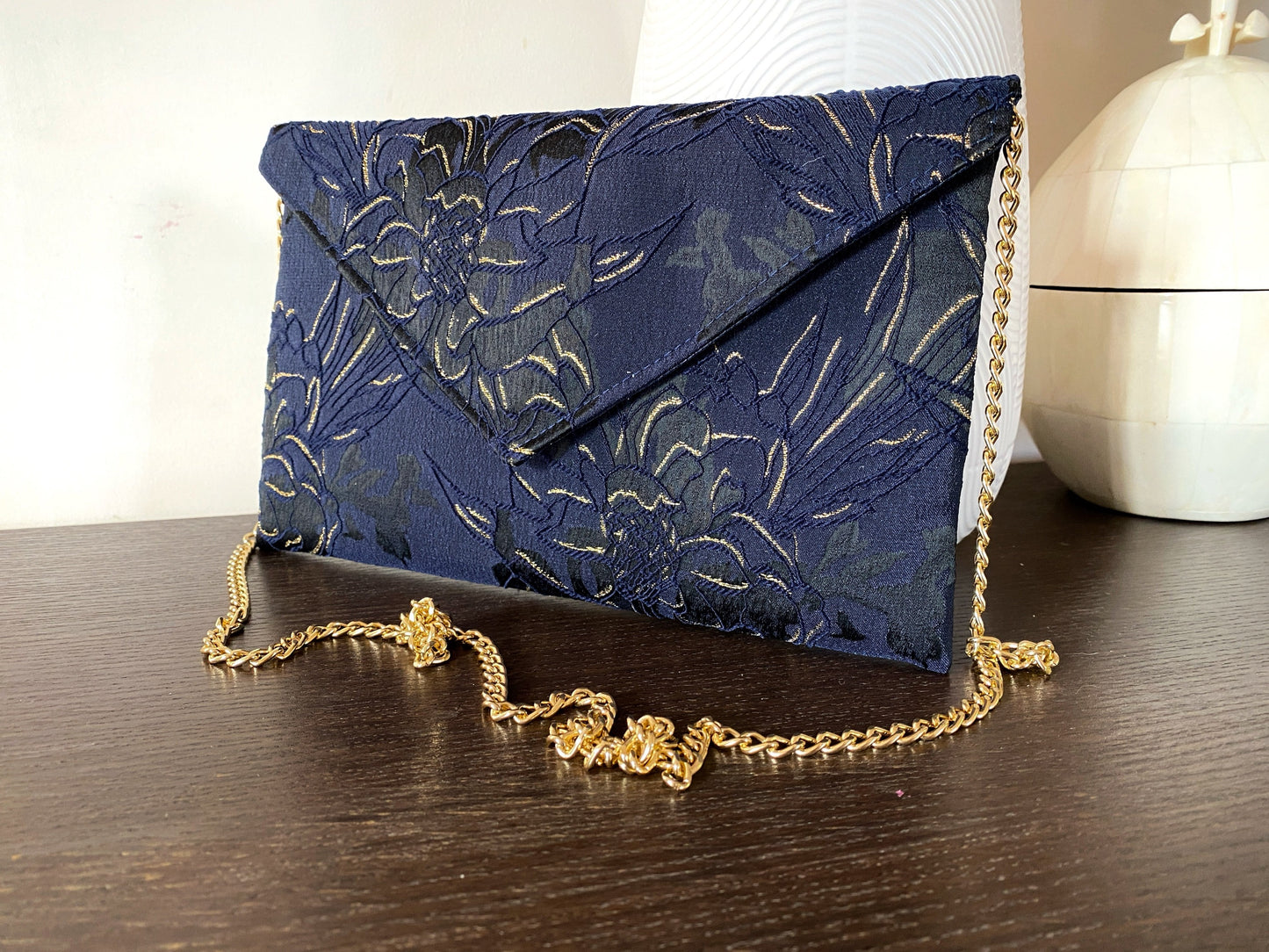 Pochette mariage bleu marine - fil des toiles