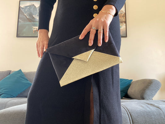 Sac de soirée noir et doré made in france -fil des toiles