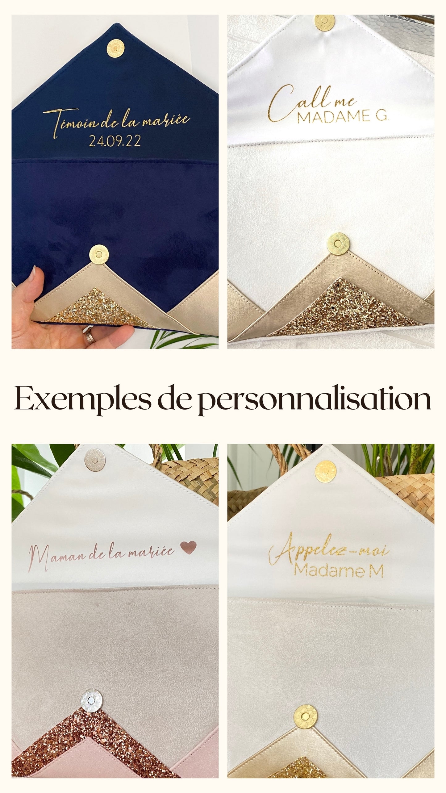 Exemple de personnalisation pour pochettes mariage