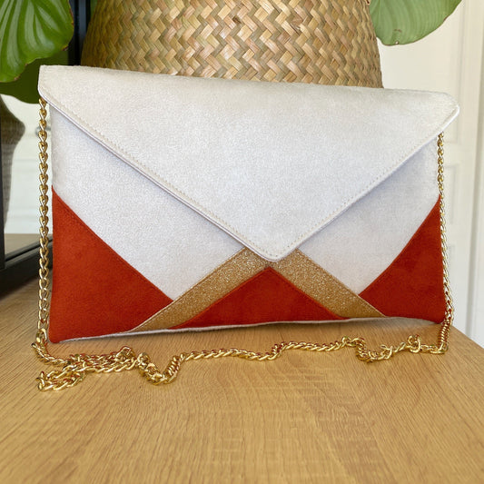 Pochette mariage écru et terracotta - fil des toiles