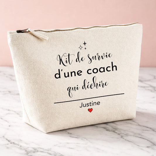 Trousse coach sportive personnalisée — cadeau fitness | pochette prénom