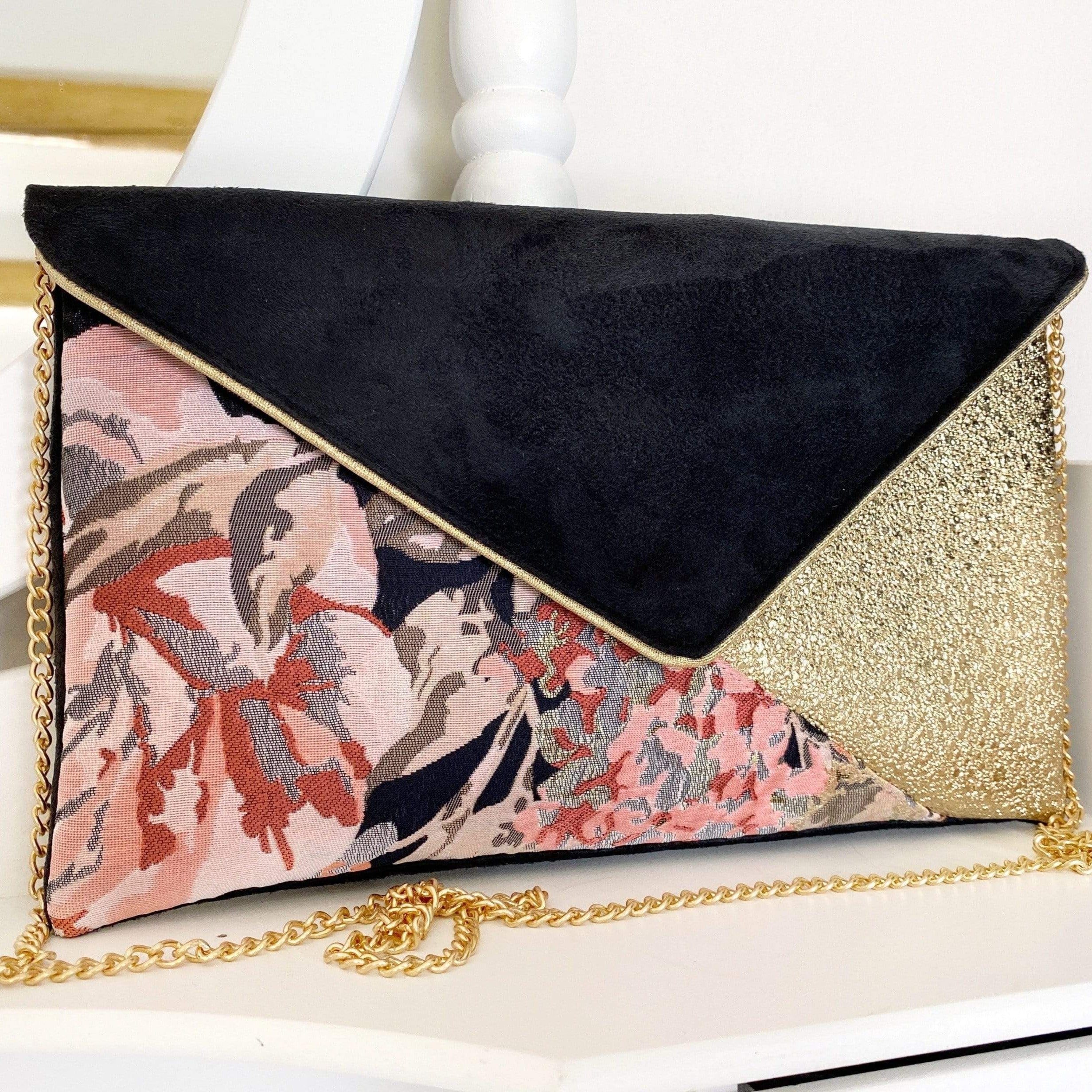 Pochette tissu et simili cuir