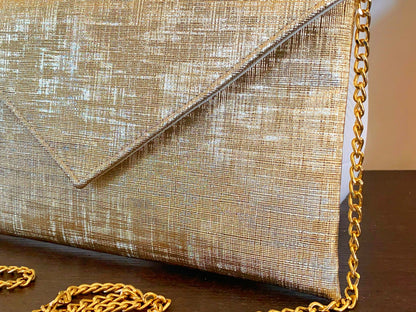Pochette mariage dorée en similicuir 