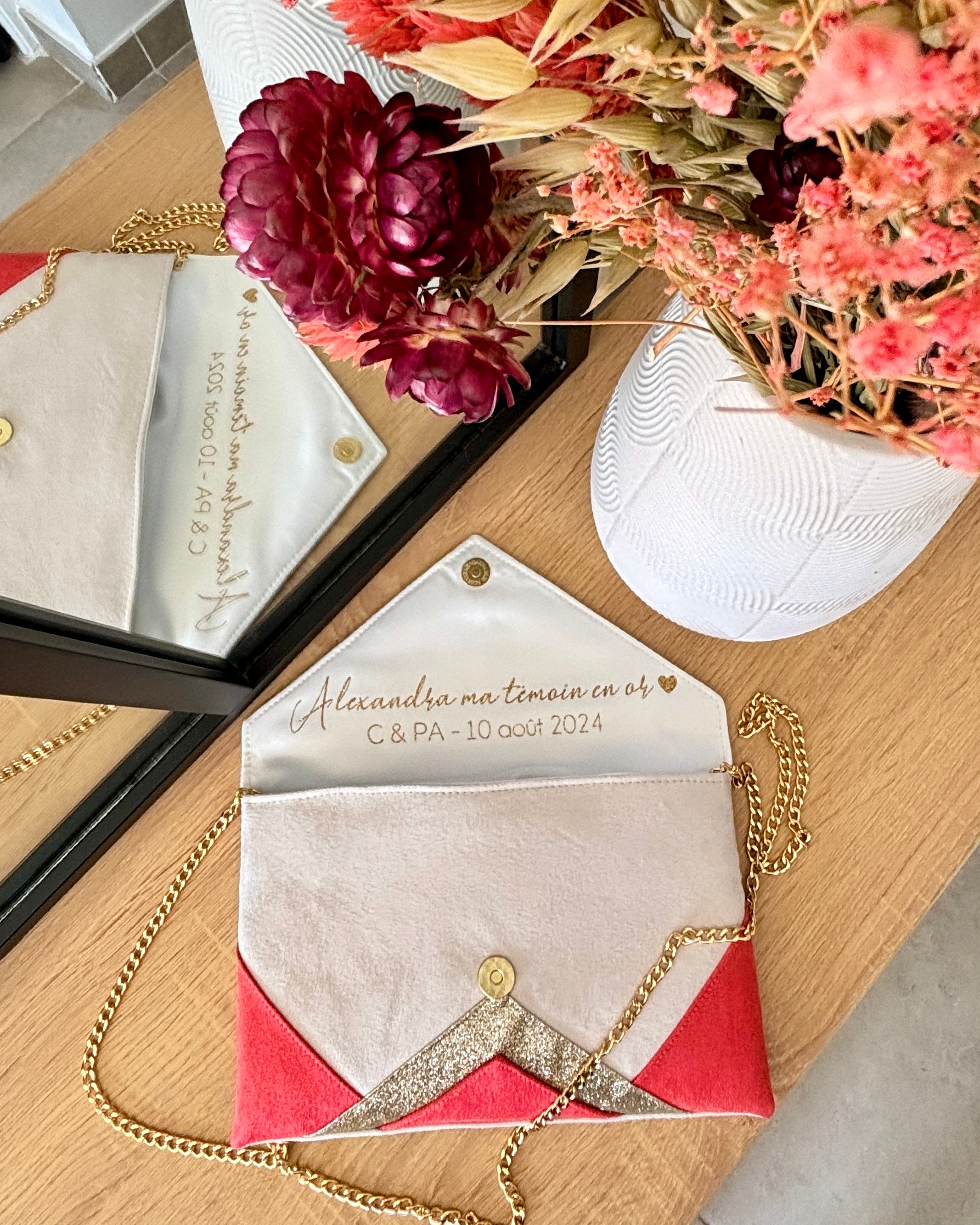 Pochette corail mariage best sale