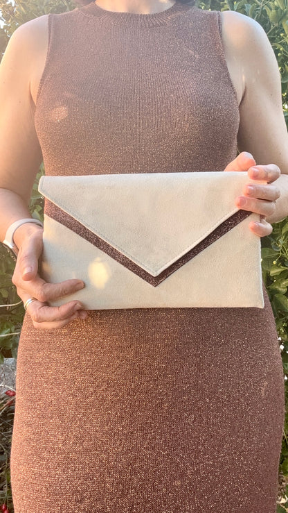 pochette mariage beige