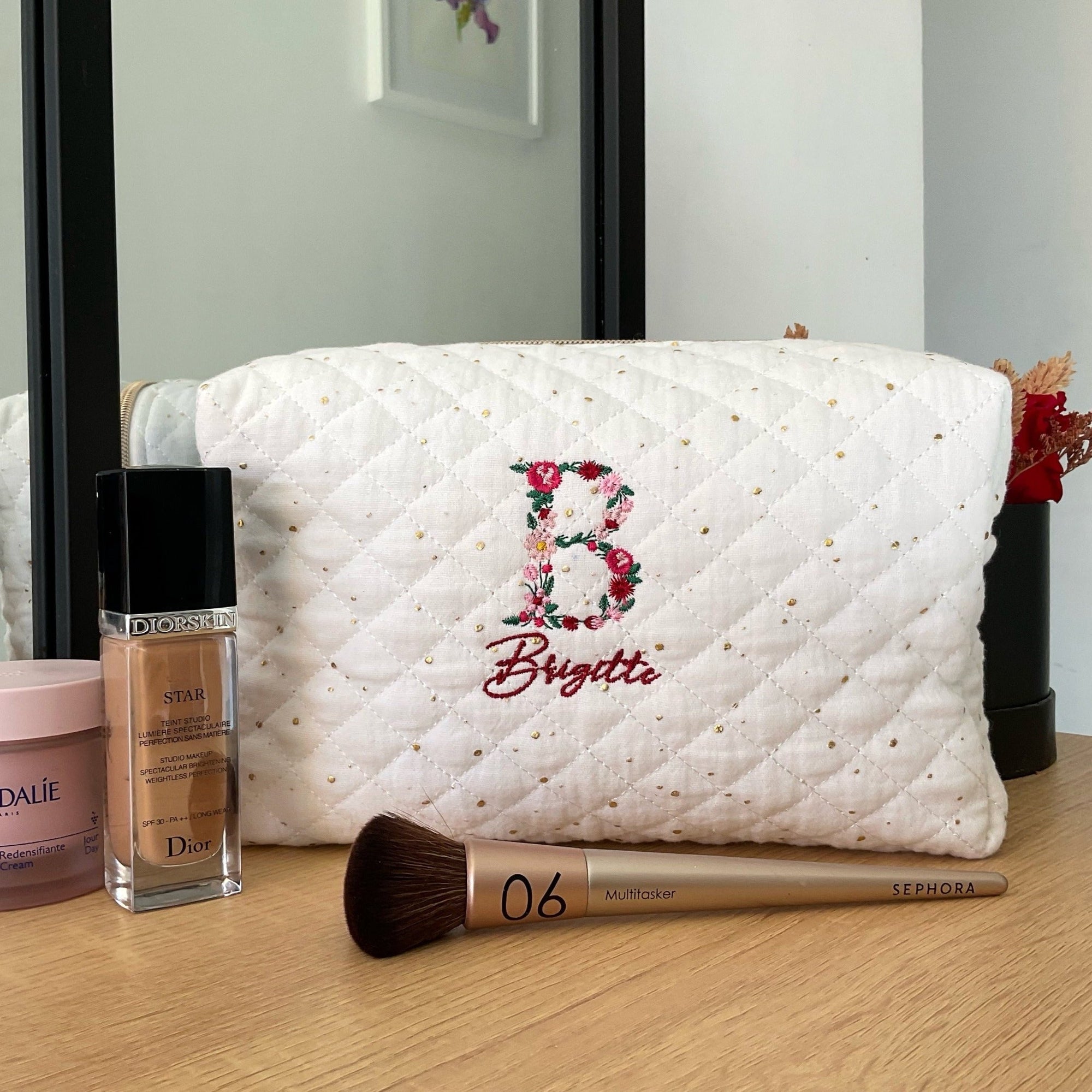 Trousse matelassée personnalisable brodée