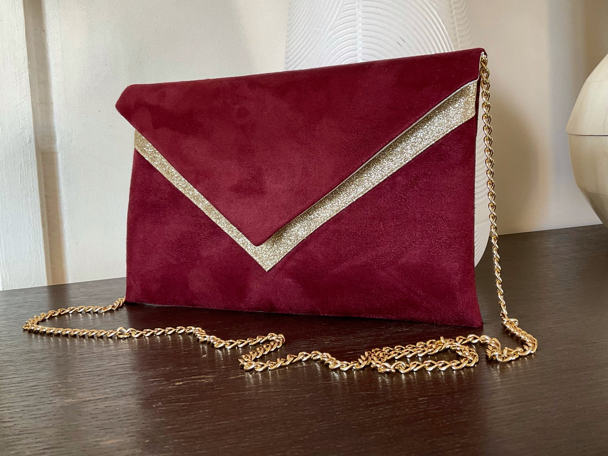 Pochette Femme Pochette Soiree Rouge Sac De Soirée Bordeaux Et