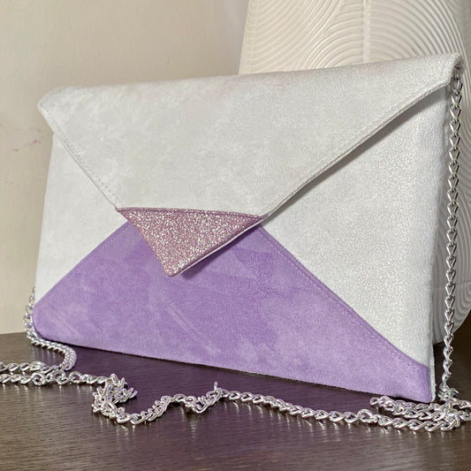 sac mariage blanc et lavande - fil des toiles