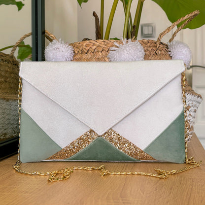 sac pochette mariage vert sauge