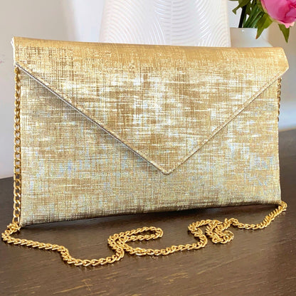 Pochette mariage dorée en similicuir 
