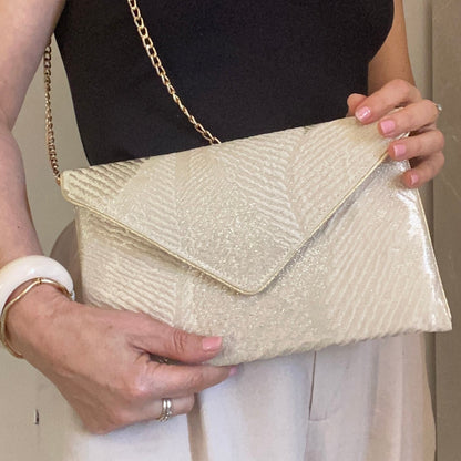 Pochette mariage beige - fil des toiles