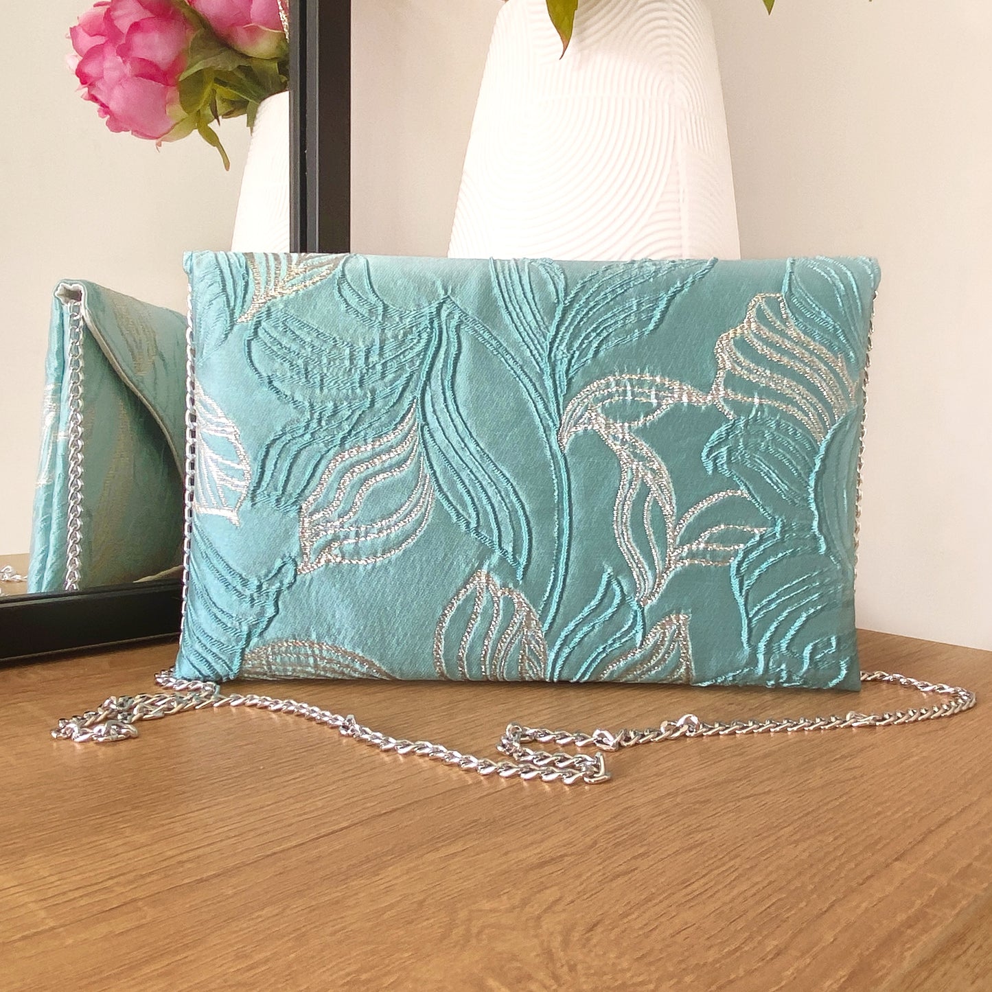 pochette mariage en tissu brocart 