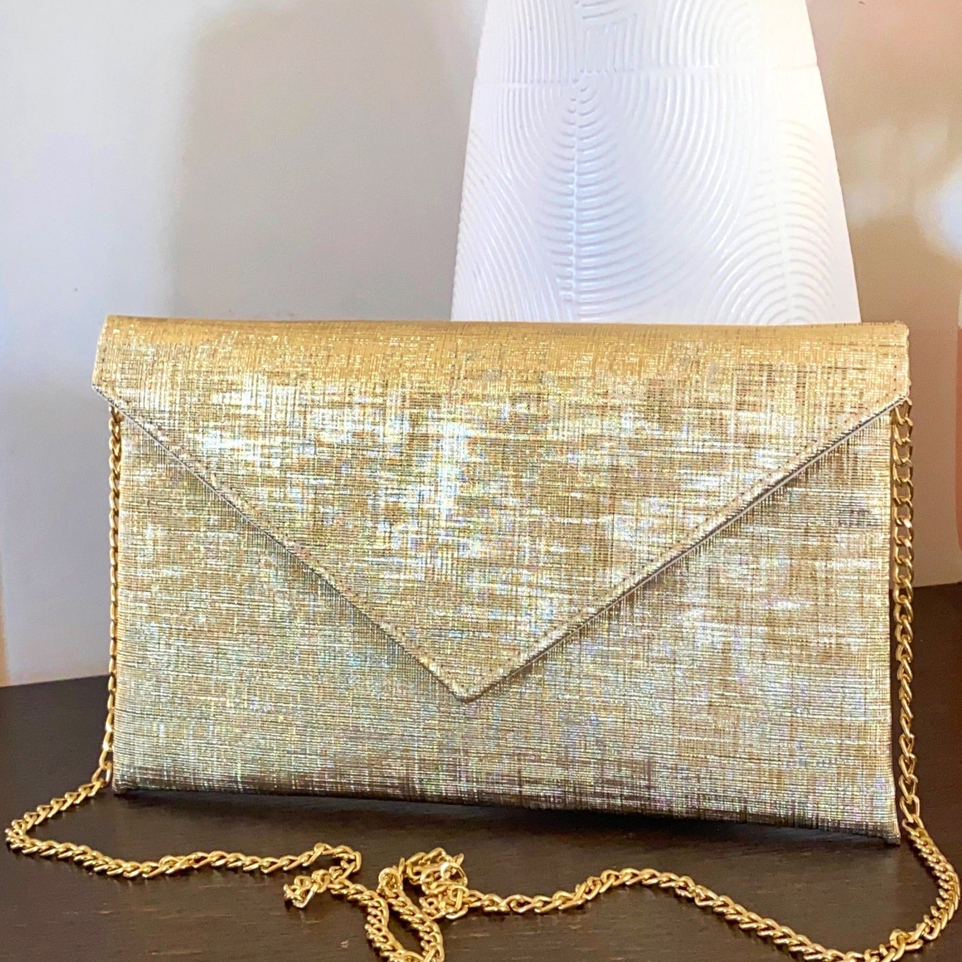 Pochette mariage dorée en similicuir 