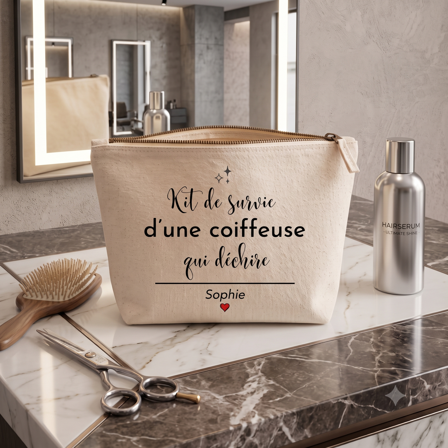 Trousse coiffeuse personnalisée — cadeau remerciement | pochette prénom