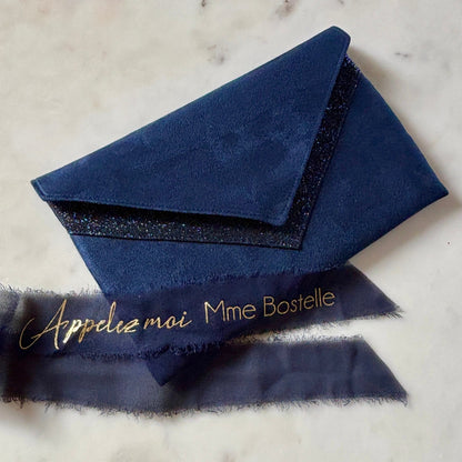 sac pochette mariage bleu marine