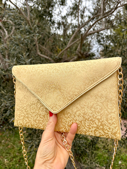 sac pochette mariage dorée