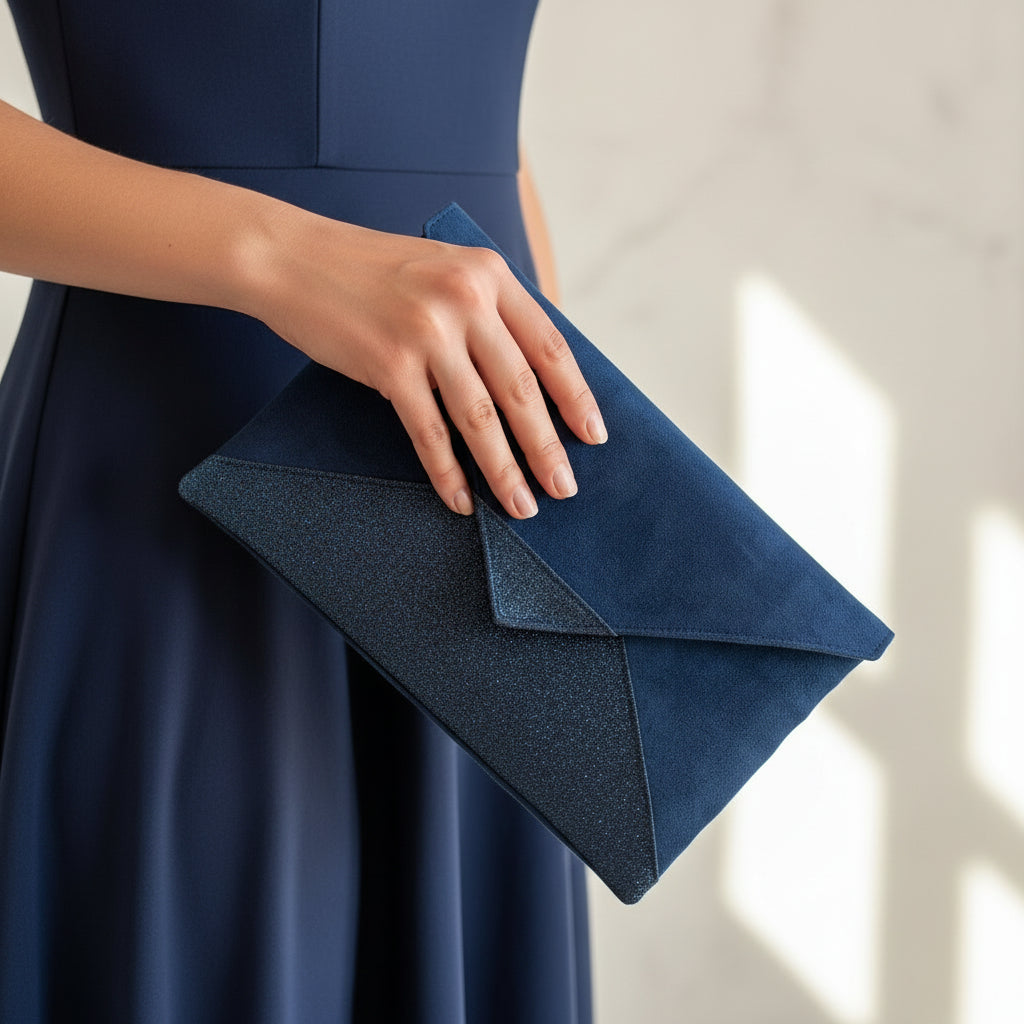 Sac pochette belu marine et paillettes