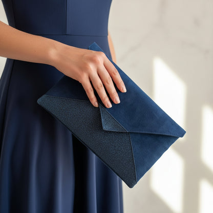 Sac pochette belu marine et paillettes