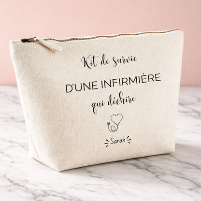 Trousse infirmière personnalisée, motif stéthoscope