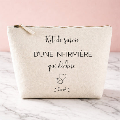 Trousse personnalisée kit de survie d'une infirmière qui déchire, prénom