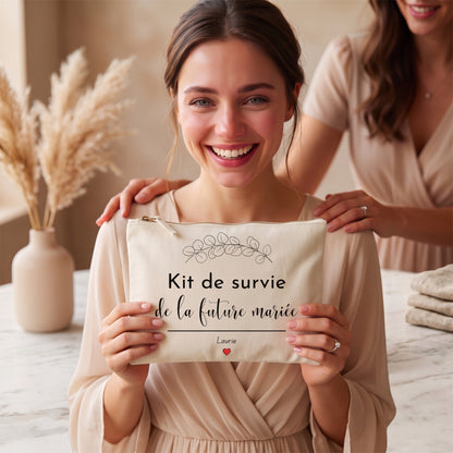 Pochette plate personnalisée kit de survie de la future mariée - cadeau EVJF