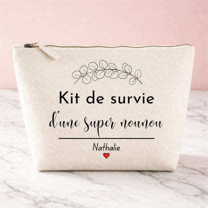 Trousse cadeau nounou personnalisée — fin d'année, départ, Noël | prénom