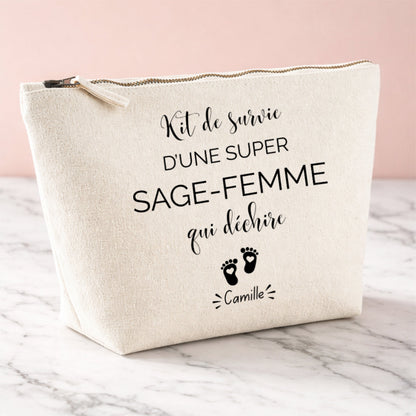 Trousse sage-femme personnalisée, vue trois-quarts