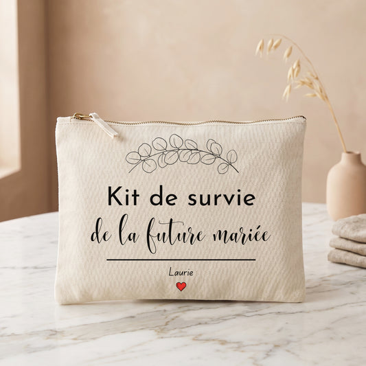 pochette plate personnlalisée kit de survie future mariée avec prénom