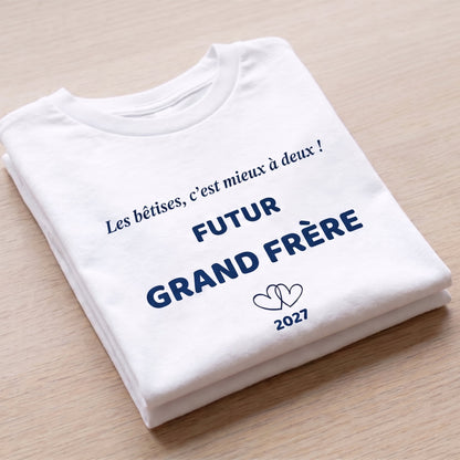 T-shirt futur grand frère « les bêtises c'est mieux à deux »