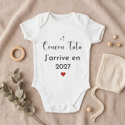 Body bébé personnalisé Coucou Tata - annonce grossesse originale pour une future tata