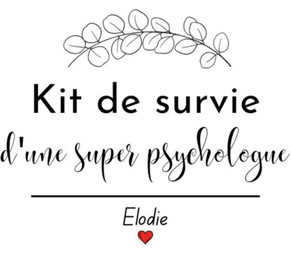 Aperçu de la personnalisation Kit de survie d'une super psychologue avec prénom