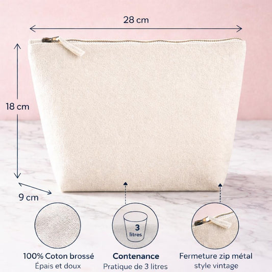 Dimensions de la trousse coton brossé