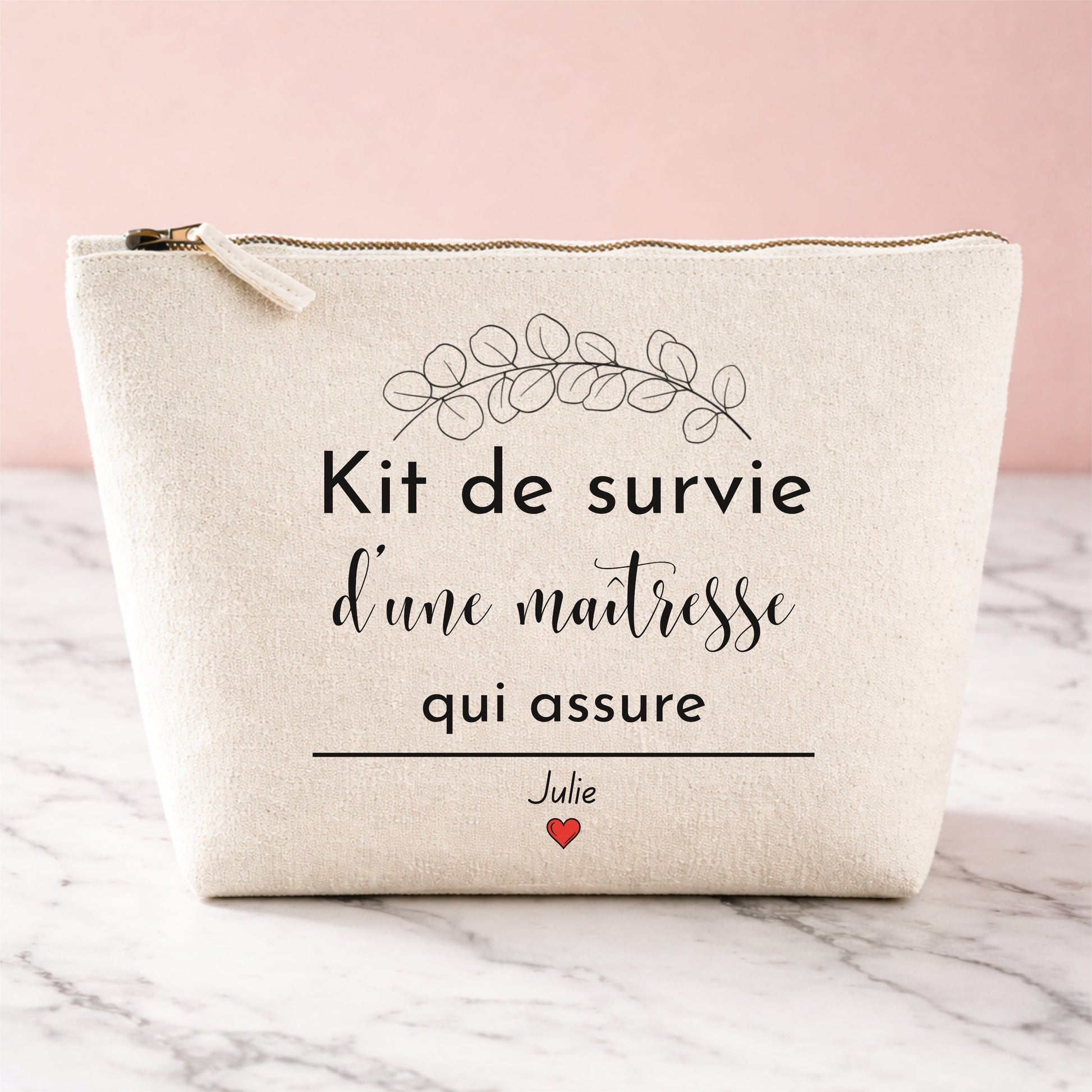Trousse personnalisée kit de survie d'une maîtresse, prénom