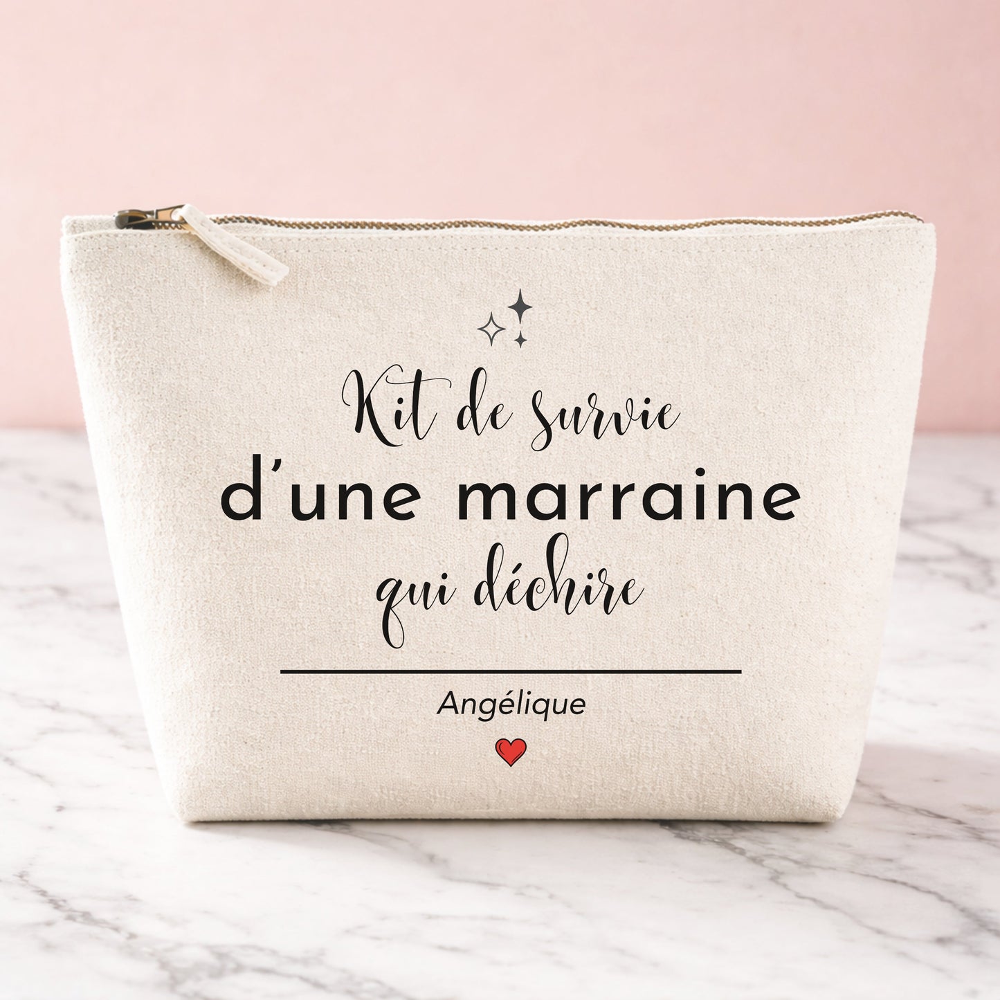 Trousse personnalisée marraine en coton, cadeau prénom