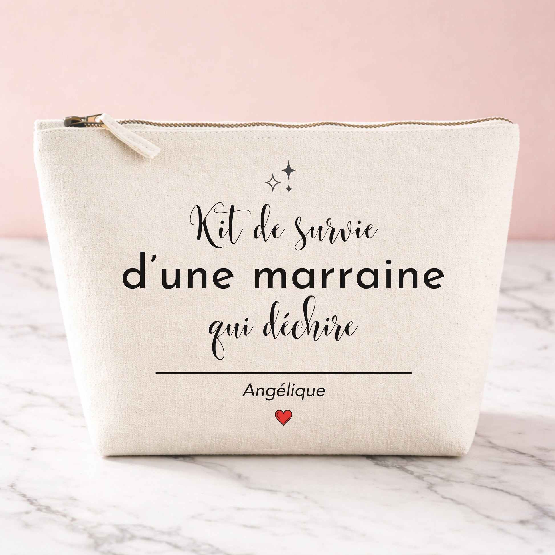 Trousse personnalisée marraine en coton, cadeau prénom