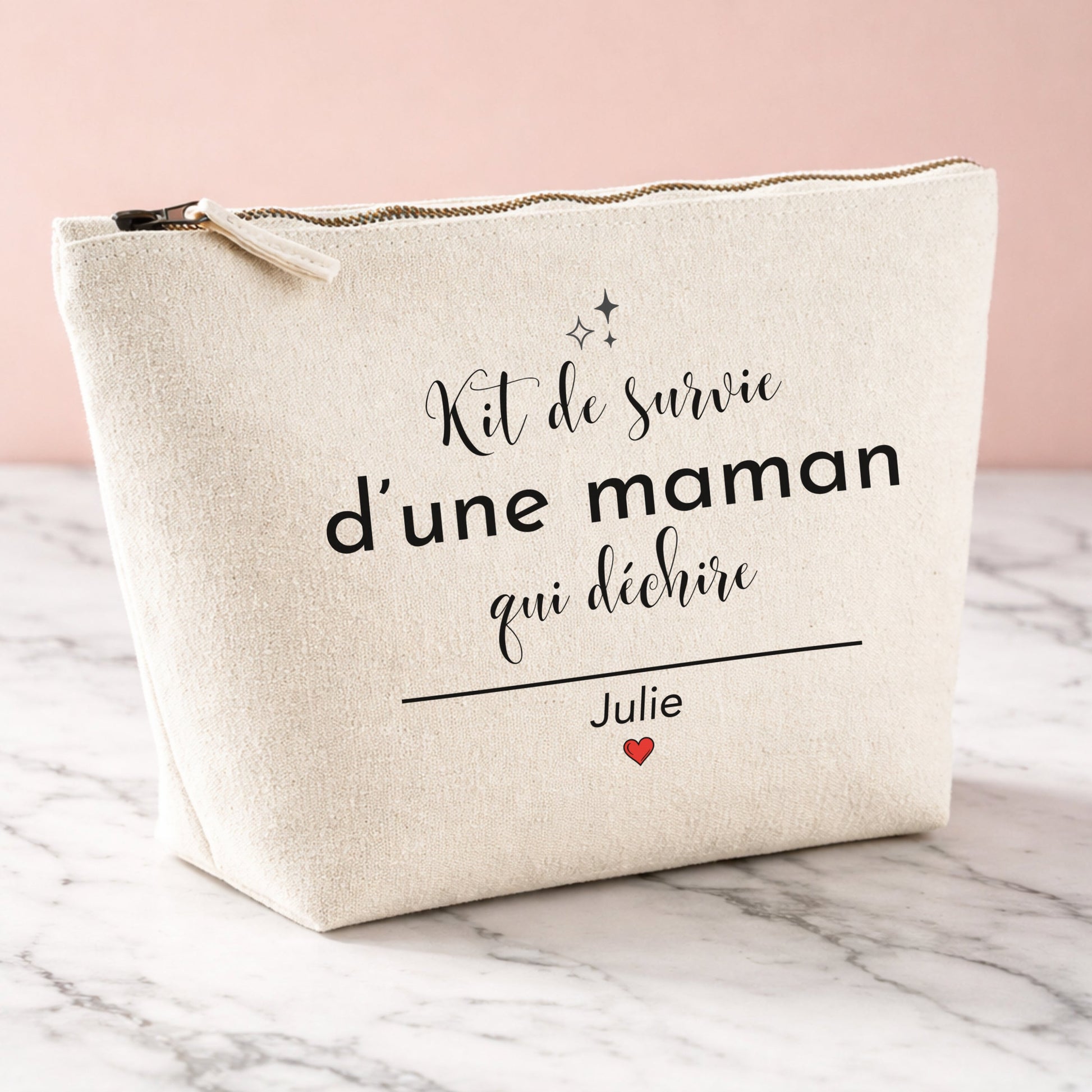 Trousse maman personnalisée, vue trois-quarts
