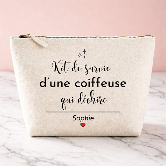 Trousse coiffeuse personnalisée — cadeau remerciement | pochette prénom