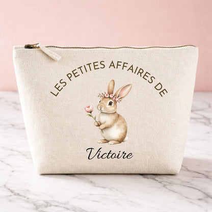Trousse bébé personnalisée pochette lapin — cadeau naissance, maternelle | prénom