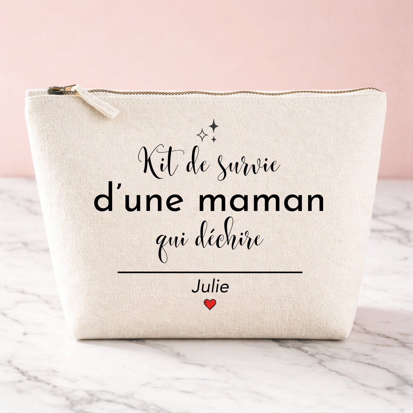 Trousse maquillage personnalisée maman, kit de survie prénom