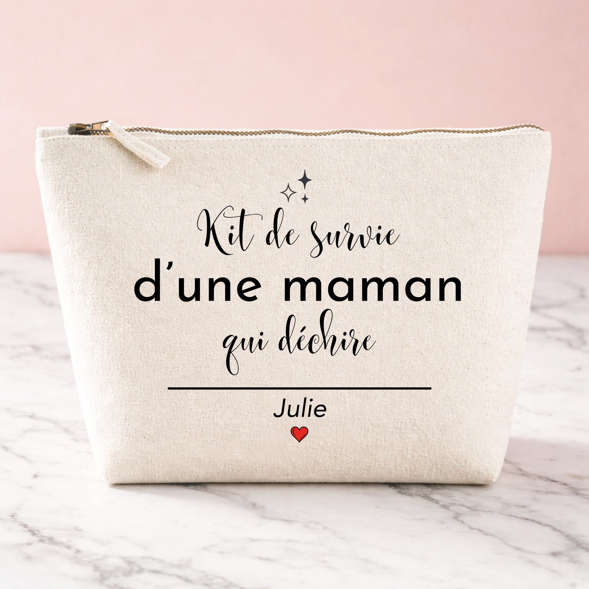 Trousse maquillage personnalisée maman, kit de survie prénom