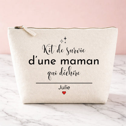 Trousse maquillage personnalisée maman, kit de survie prénom