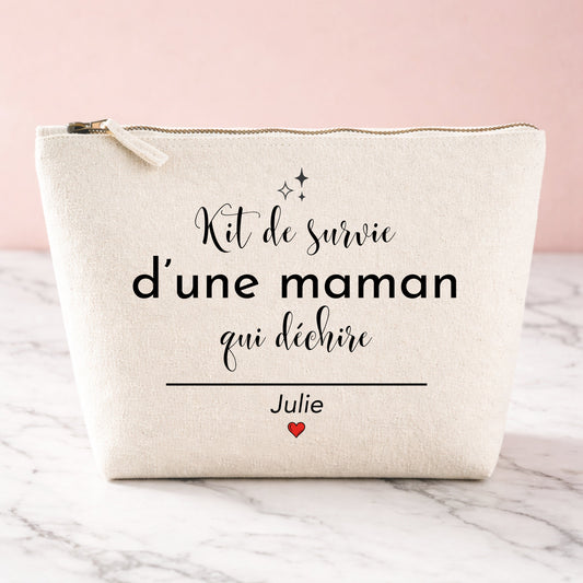 Trousse maquillage personnalisée maman, kit de survie prénom