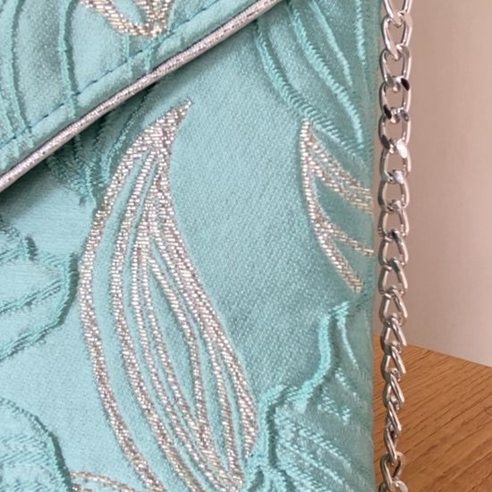 Pochette mariage bleu turquoise