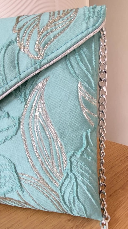 Pochette mariage bleu turquoise