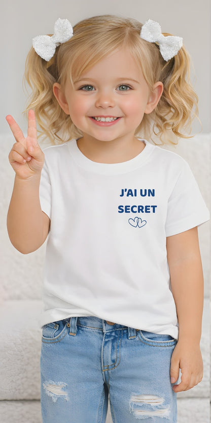 T-shirt enfant future grande sœur rayures roses - j'ai un secret