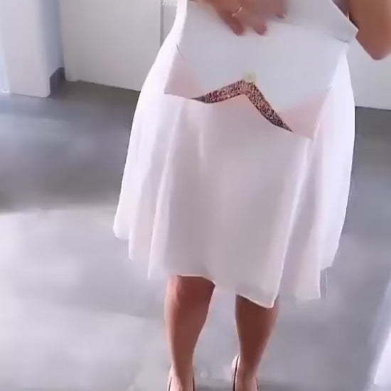 Pochette mariée blanche et rose personnalisée