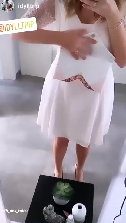 Pochette mariée blanche et rose personnalisée