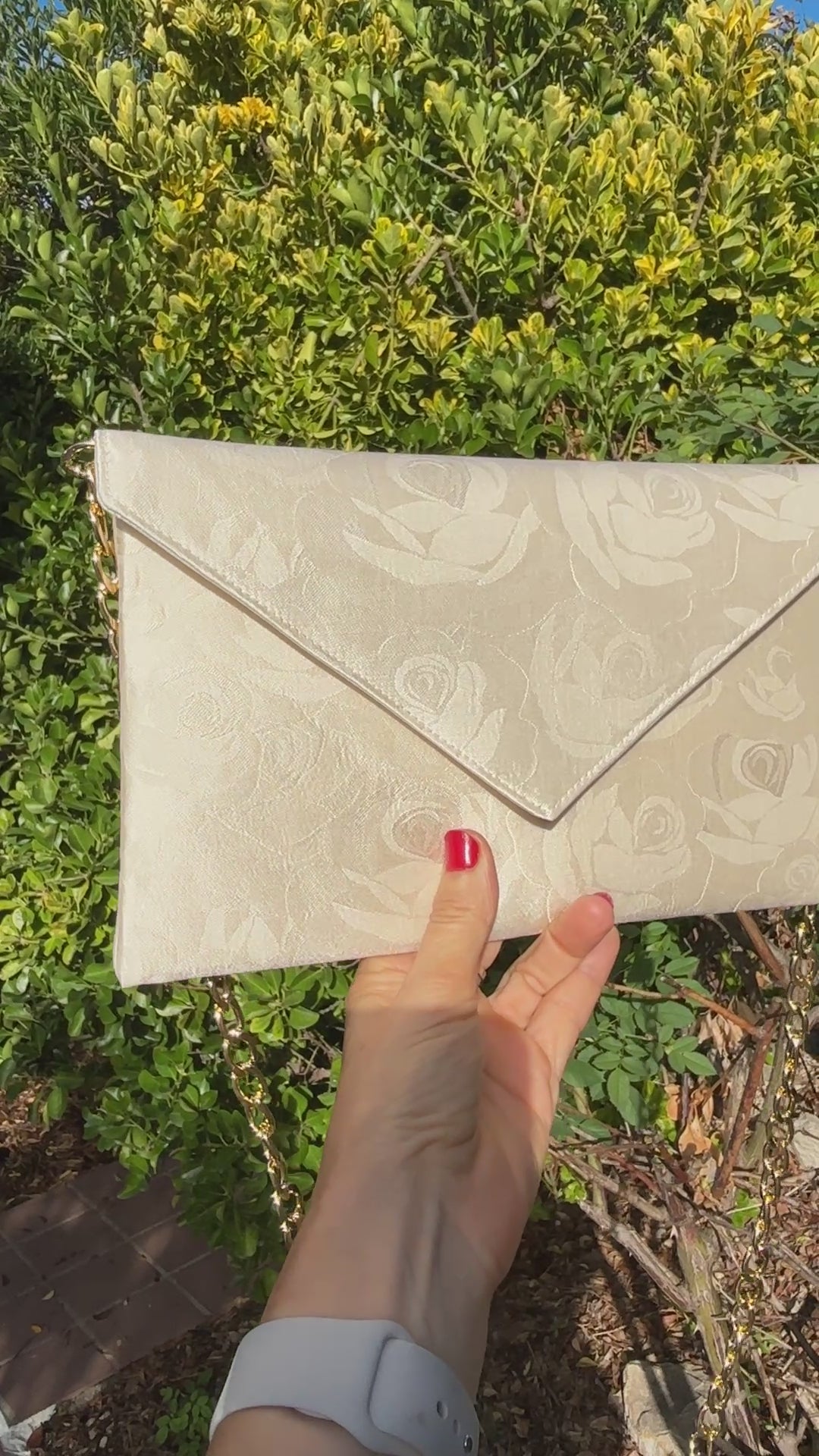 Pochette mariée ivoire en jaquard