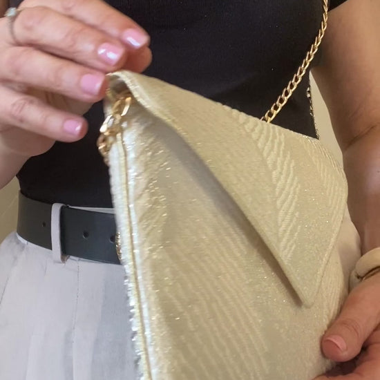 Pochette mariage beige personnalisée 